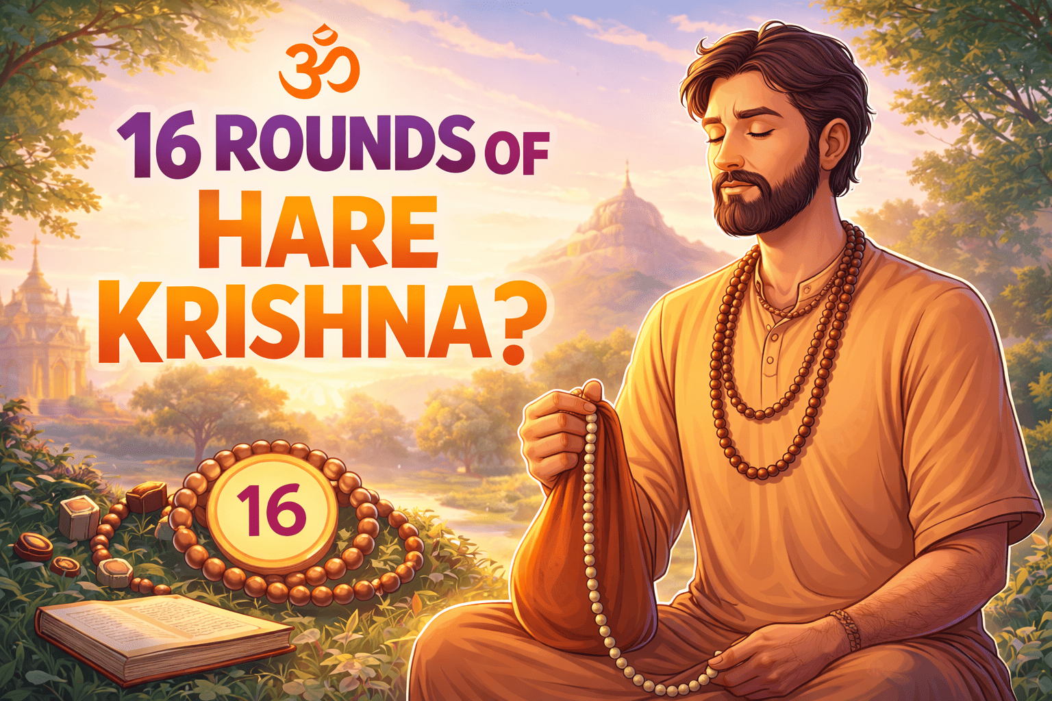 Hare Krishna mantra chanting with japa beads